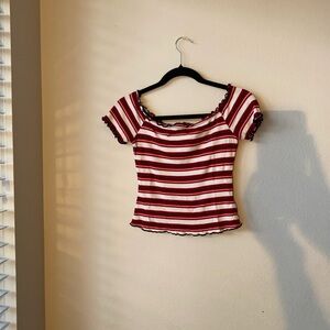 Striped Red and White Women's Top
